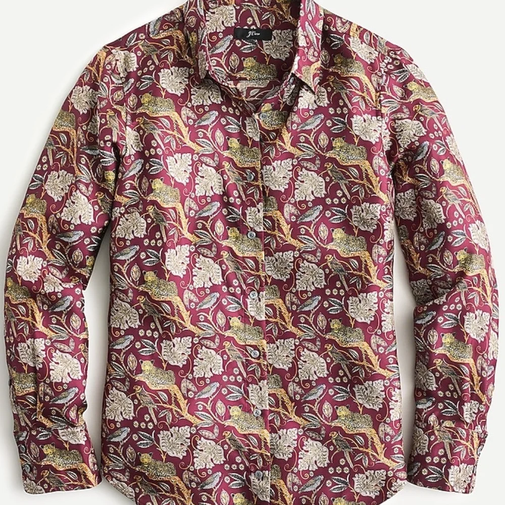 J.Crew Collection Silk Twill Shirt in Jungle Cat Size 10 NWT - Picture 5 of 9